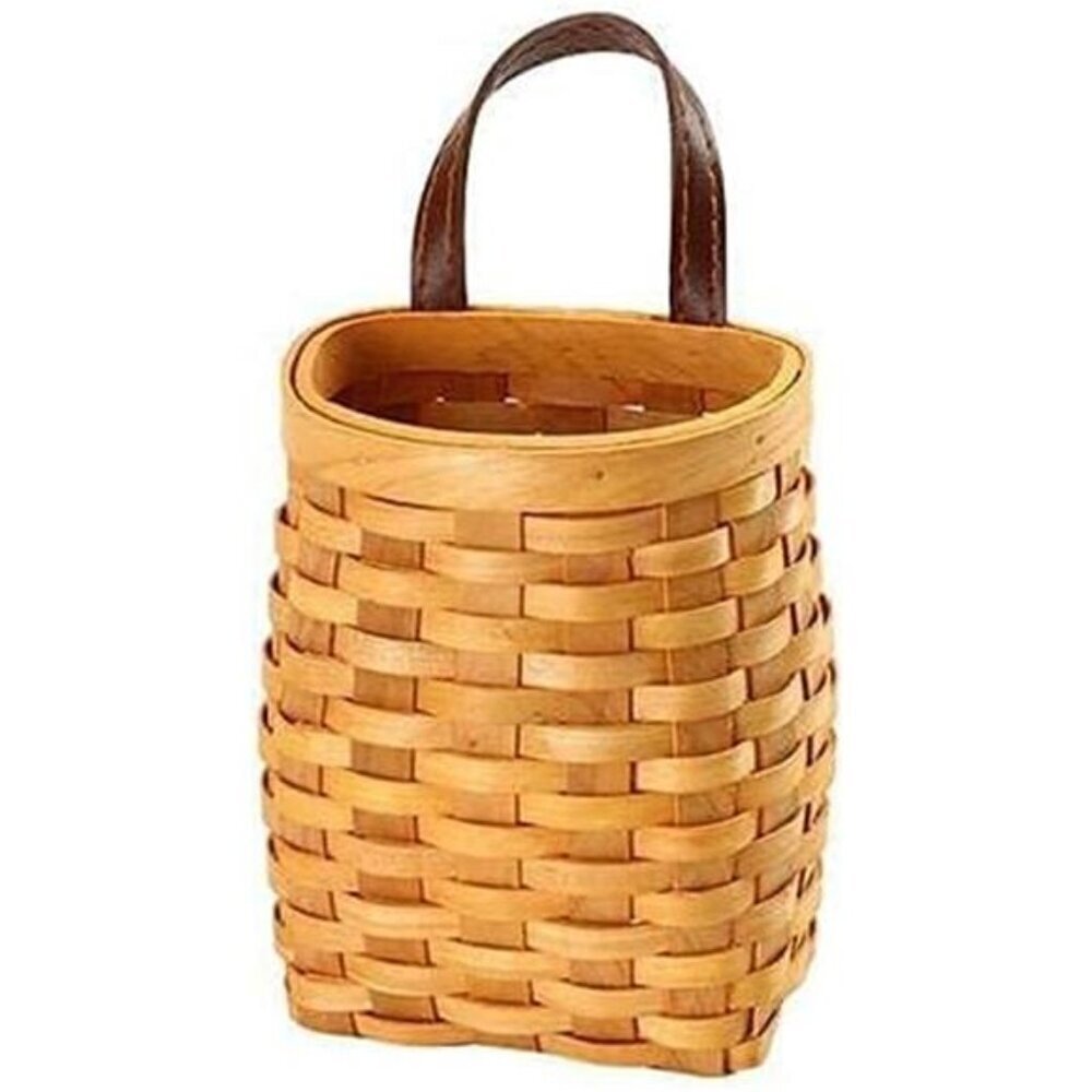 hanging wicker basket Hand-Woven Wood Storage Basket Portable Wall Hanging - Picture 2 of 8